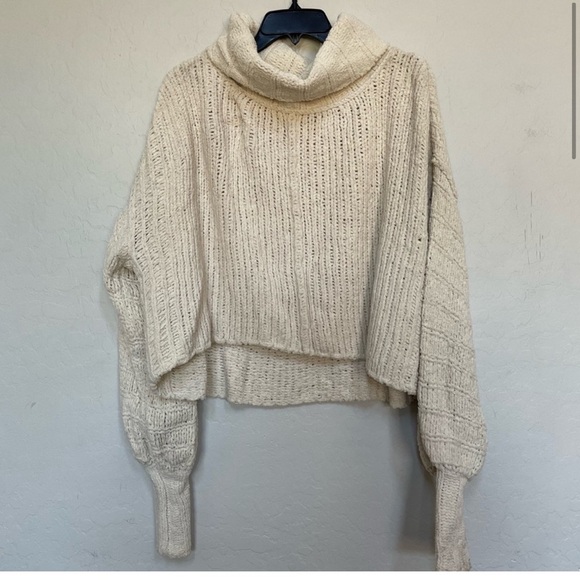 Free people chenille sweater Be Yours Cowl Neck Vanilla Bean color small - Picture 4 of 6